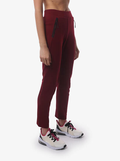 Burgunderrote Fitnesshose aus Synthetik für Damen