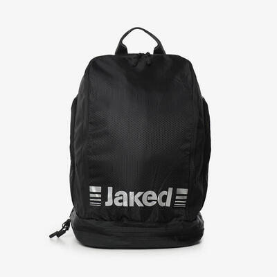 Schwarz-silberner Fitness-Rucksack aus Synthetik für Damen und Herren