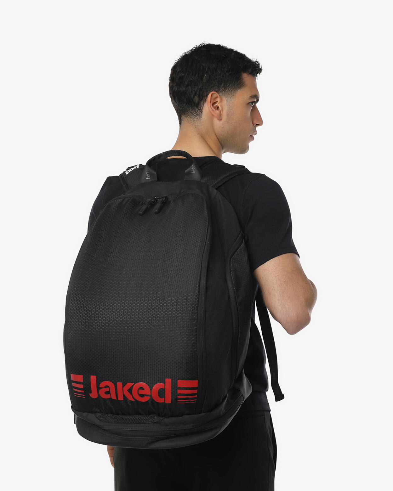 Bolsa de fitness para hombre y mujer en material sintético, color negro y rojo. 2/5
