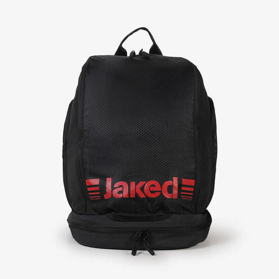 Schwarz-rote Fitnesstasche für Damen und Herren aus synthetischem Material