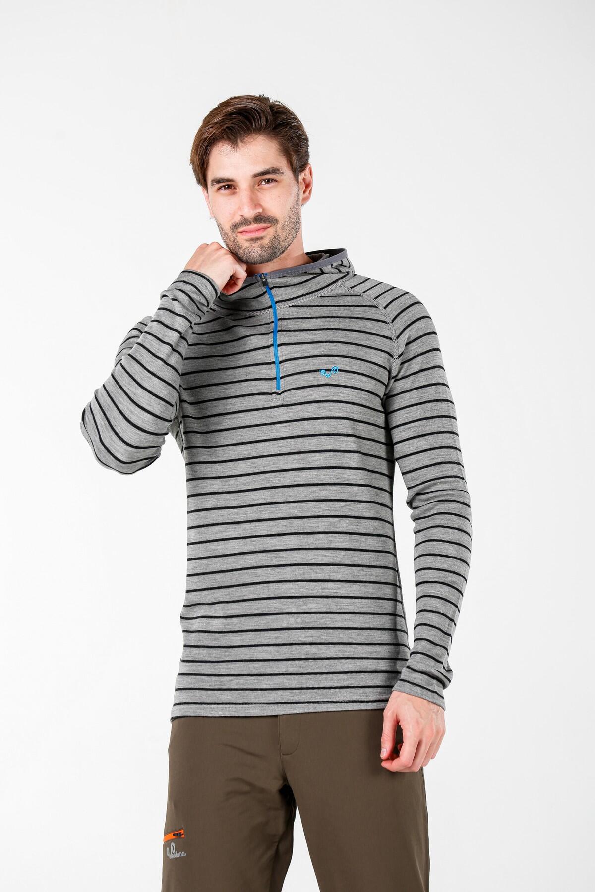 Bluza Turystyczna Męska Termoaktywna Woolona 100% Merino Thor z Kapturem 2/7