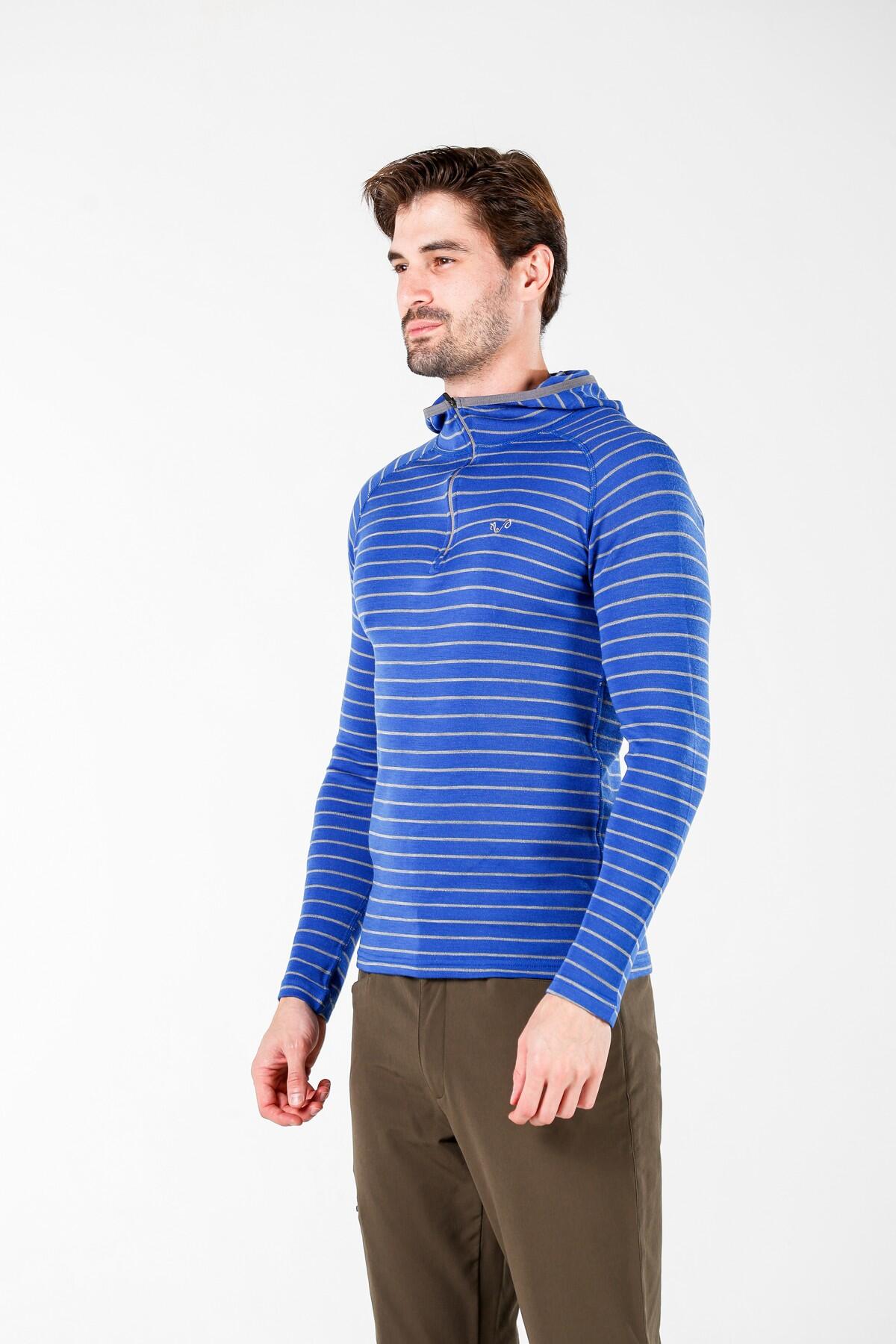 Thor Hoodie - Bluza Męska z Kapturem z 100% Wełny Merino S, Niebieski 3/7