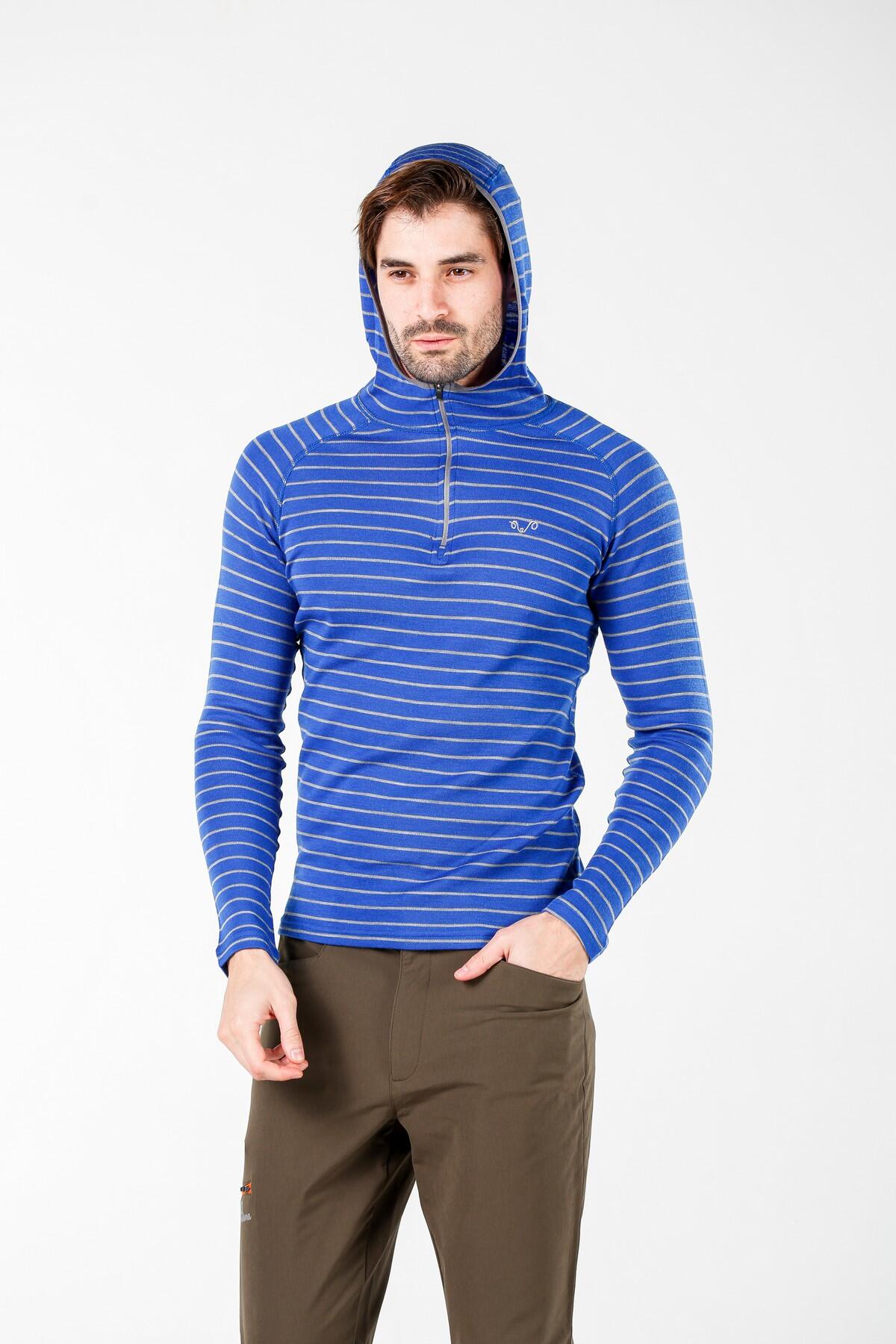Thor Hoodie - Bluza Męska z Kapturem z 100% Wełny Merino S, Niebieski 6/7