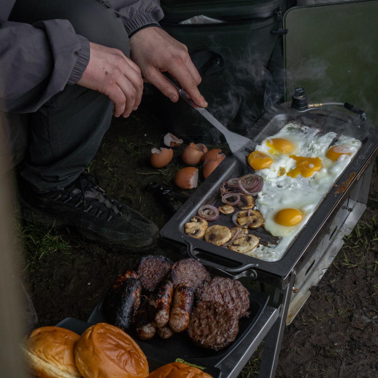 Placa de Cozinha RidgeMonkey Grilla BBQ - Ferro Fundido de Superfície Dupla 6/7