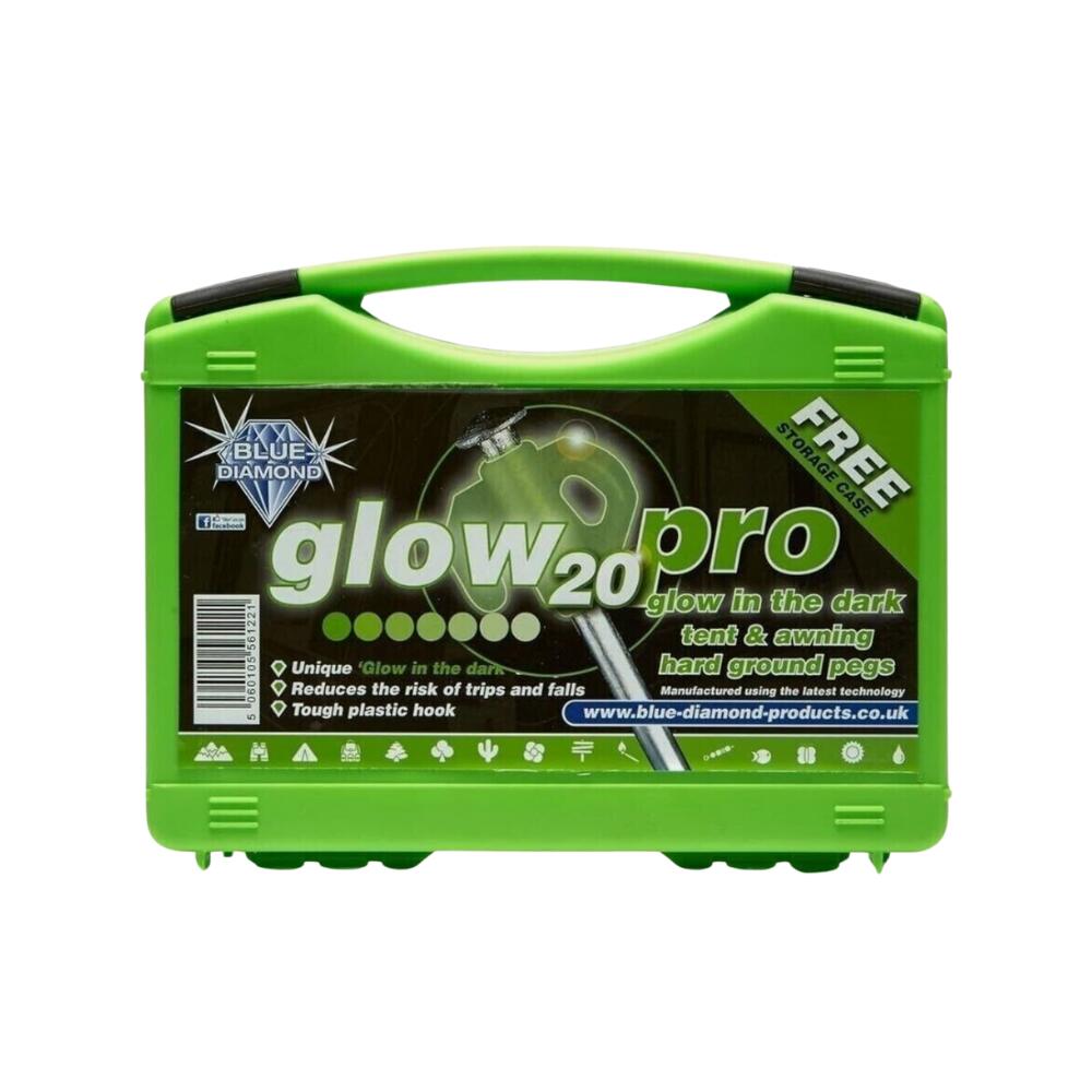 Blue Diamond Glow in-the-Dark Tent Pegs 20-Pack for Hard Ground 3/3