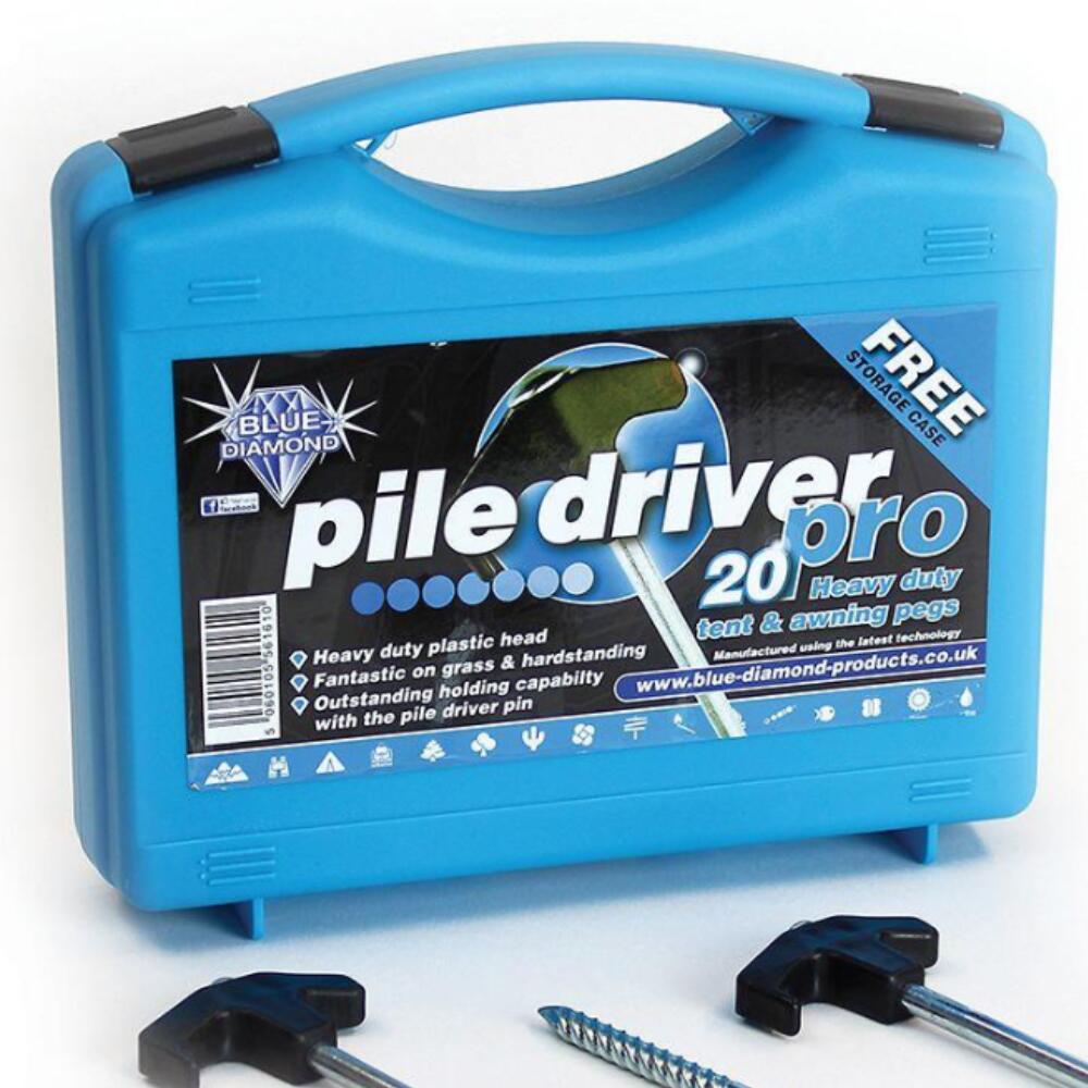 Blue Diamond Pile Driver Pro Heavy-Duty Tent Pegs 20 Pack with Storage Case 2/3