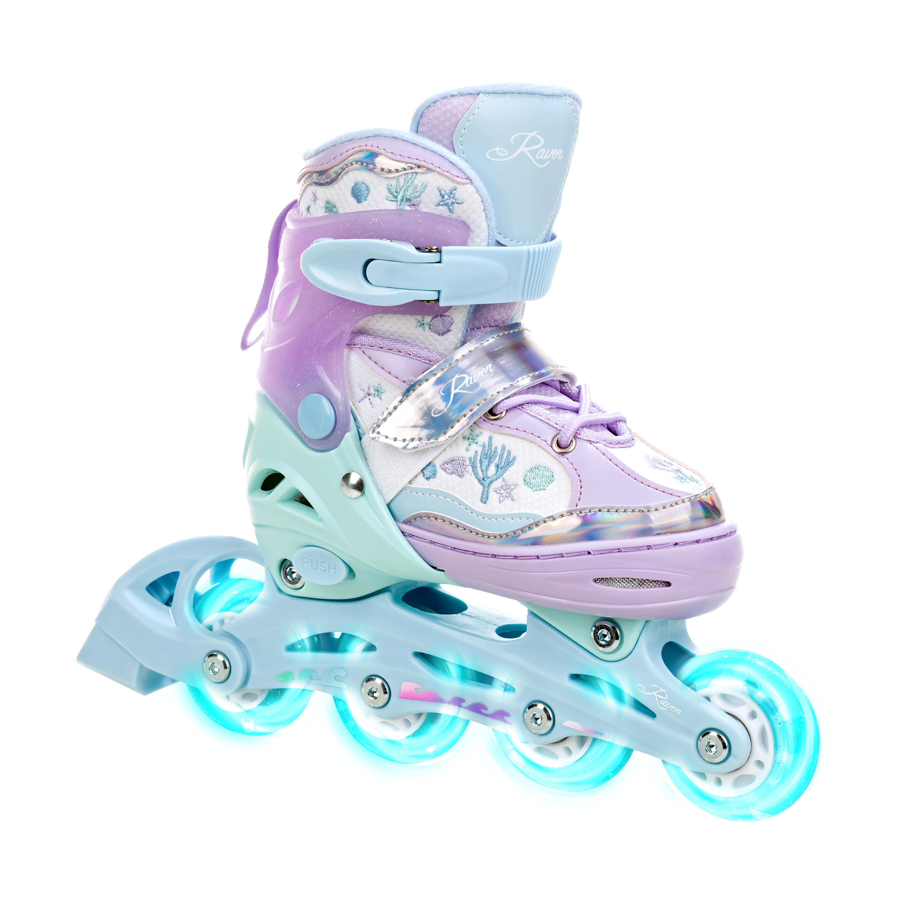 RAVEN Patines ajustables Ruedas luminosas LED Isla Purple/Mint