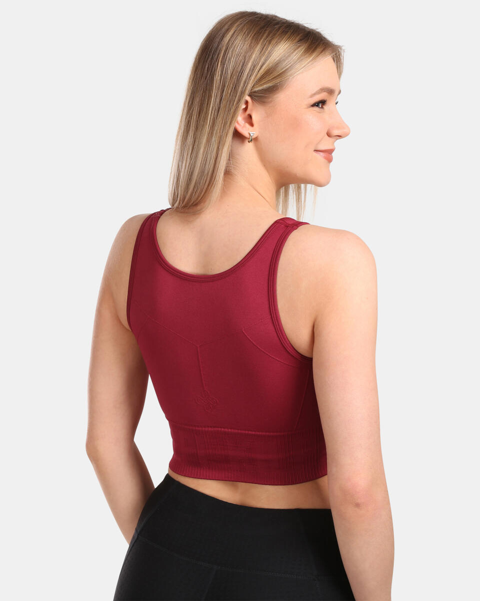 Top sport court Kilpi Liara-W pour femme sans coutures rouge 2/3