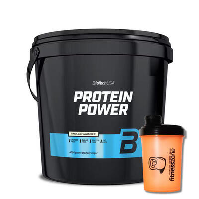 Protein Power 4 Kg - Fresa - Plátano + ¡SHAKER Fitnesszone de REGALO!