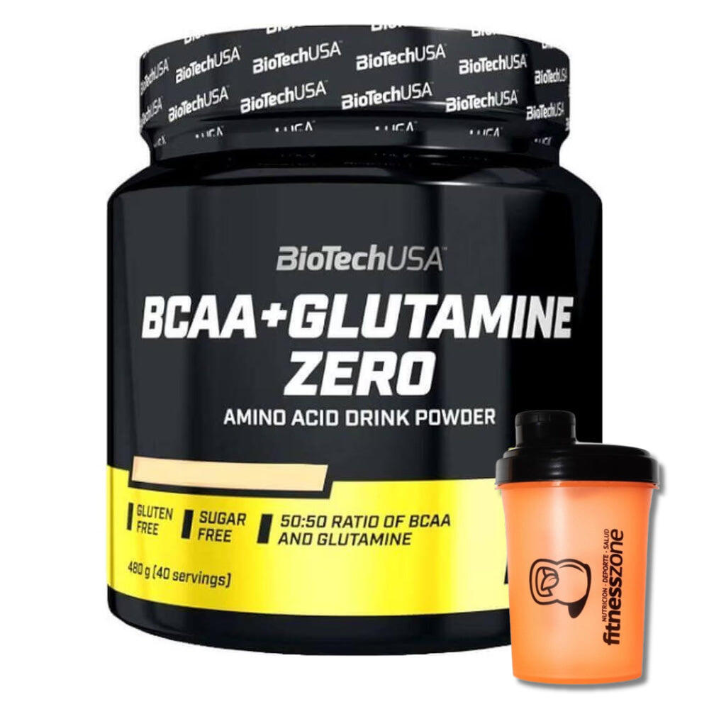 Bcaa + Glutamine Zero 480 Gr - Naranja + ¡SHAKER Fitnesszone de REGALO! 1/2