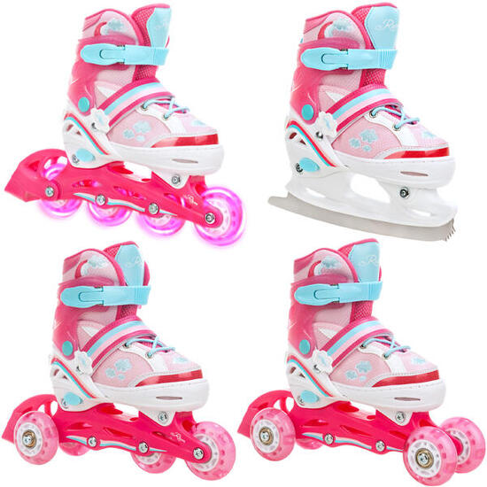 Patines Ajustable 4en1 Rueda LED Zoya Rosa