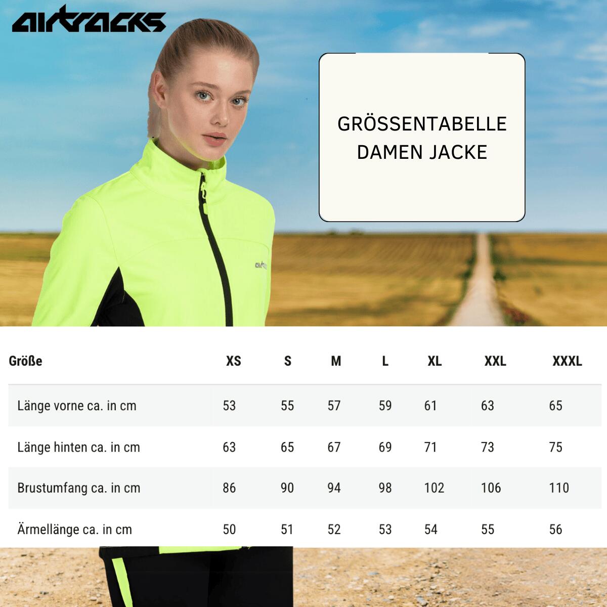 Damen  Winter Thermo Softshell Fahrradjacke Pro Line II Neon-Schwarz 3/4
