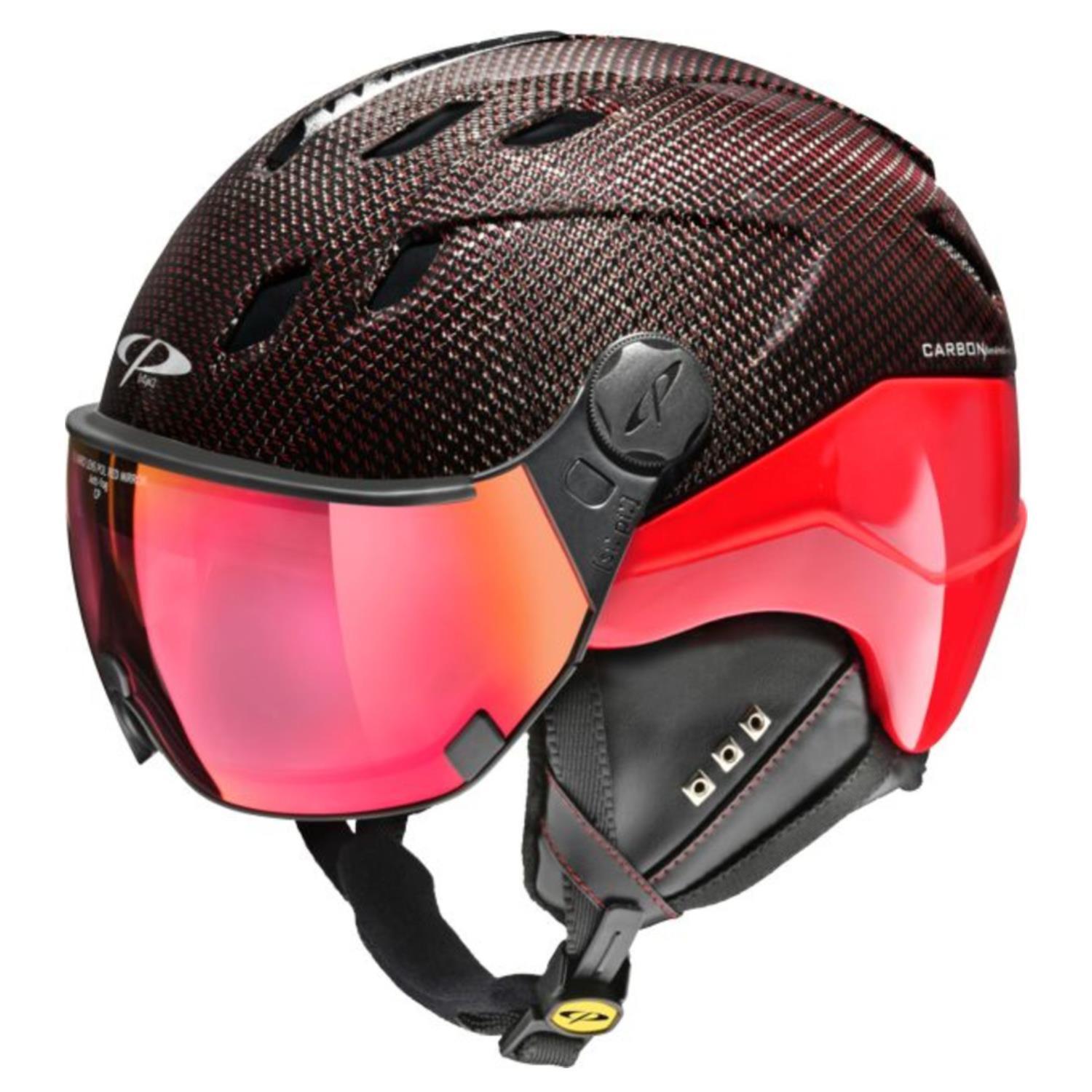CP HELMETS Corao+ Carbon Ski Helmet with DL Vario Polarised Red Mirror Visor