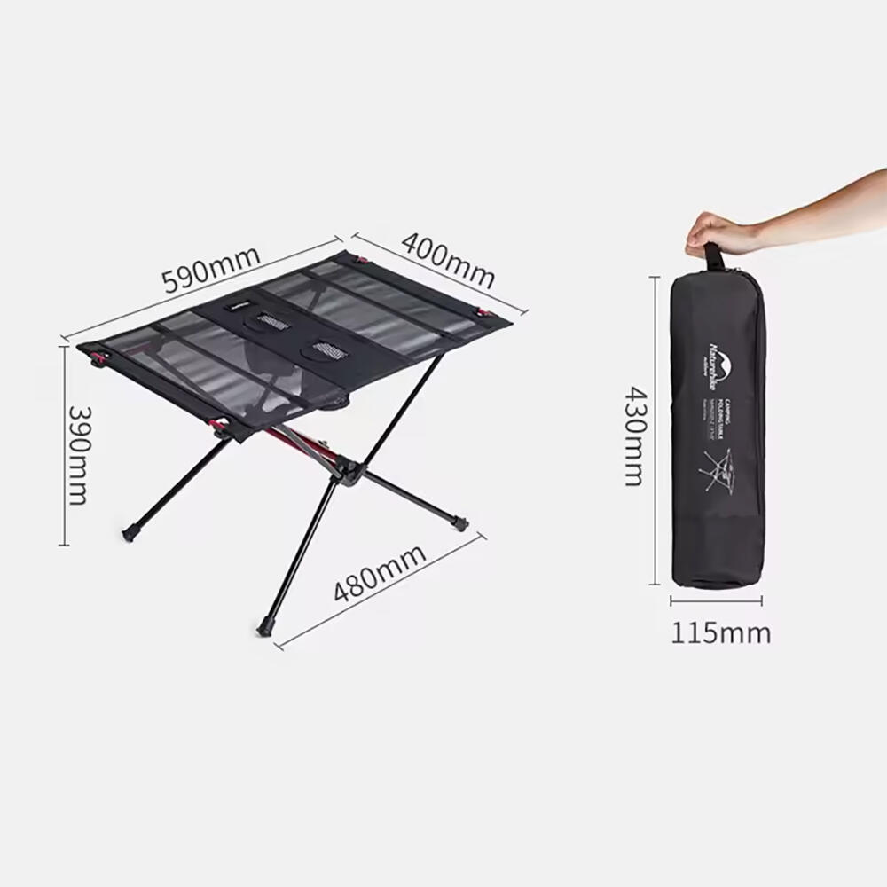 Mesa Enrollable de Tela NATUREHIKE Oxford plegable y Aluminio Negra 6/7