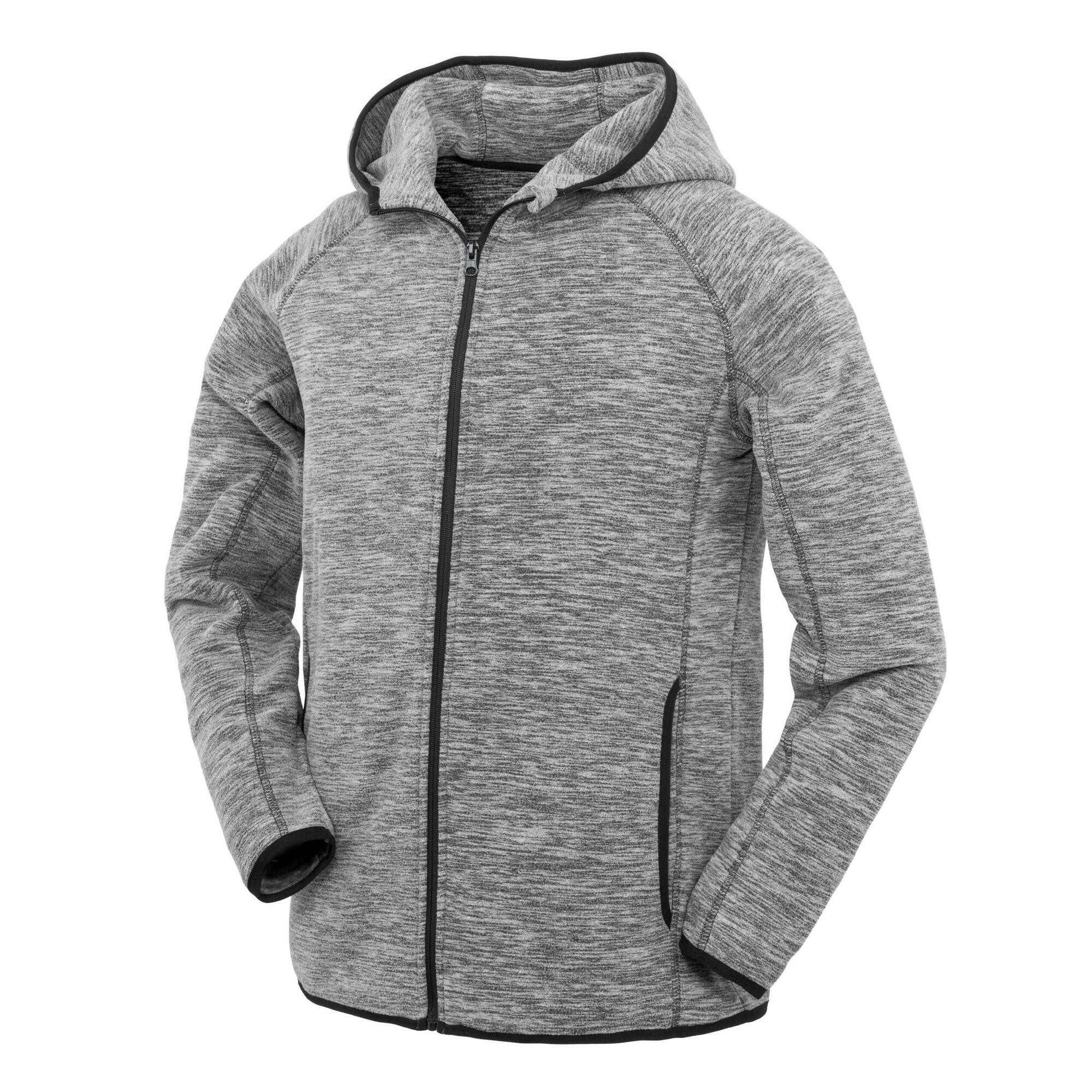 SPIRO Mens Microfleece Fitness Full Zip Hoodie (Grey/Black)