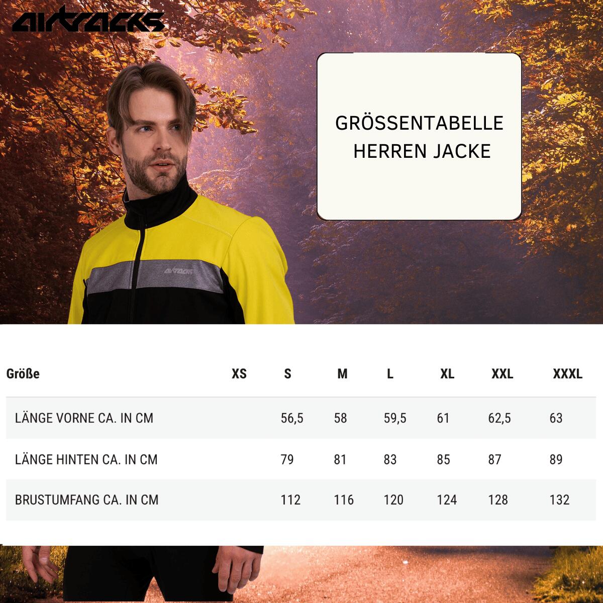 Herren Winter Thermal Fahrradjacke Pro Team Schwarz Silber 3/4