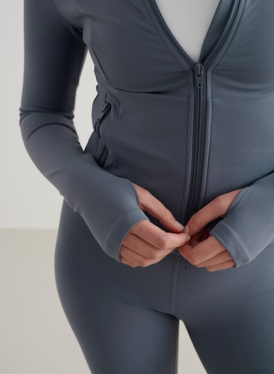 Femme Veste avec Fermeture Éclair Bleu Ardoise 3/7