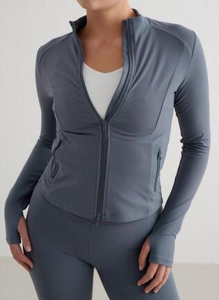 Damen Jacke mit Reißverschluss Schieferblau