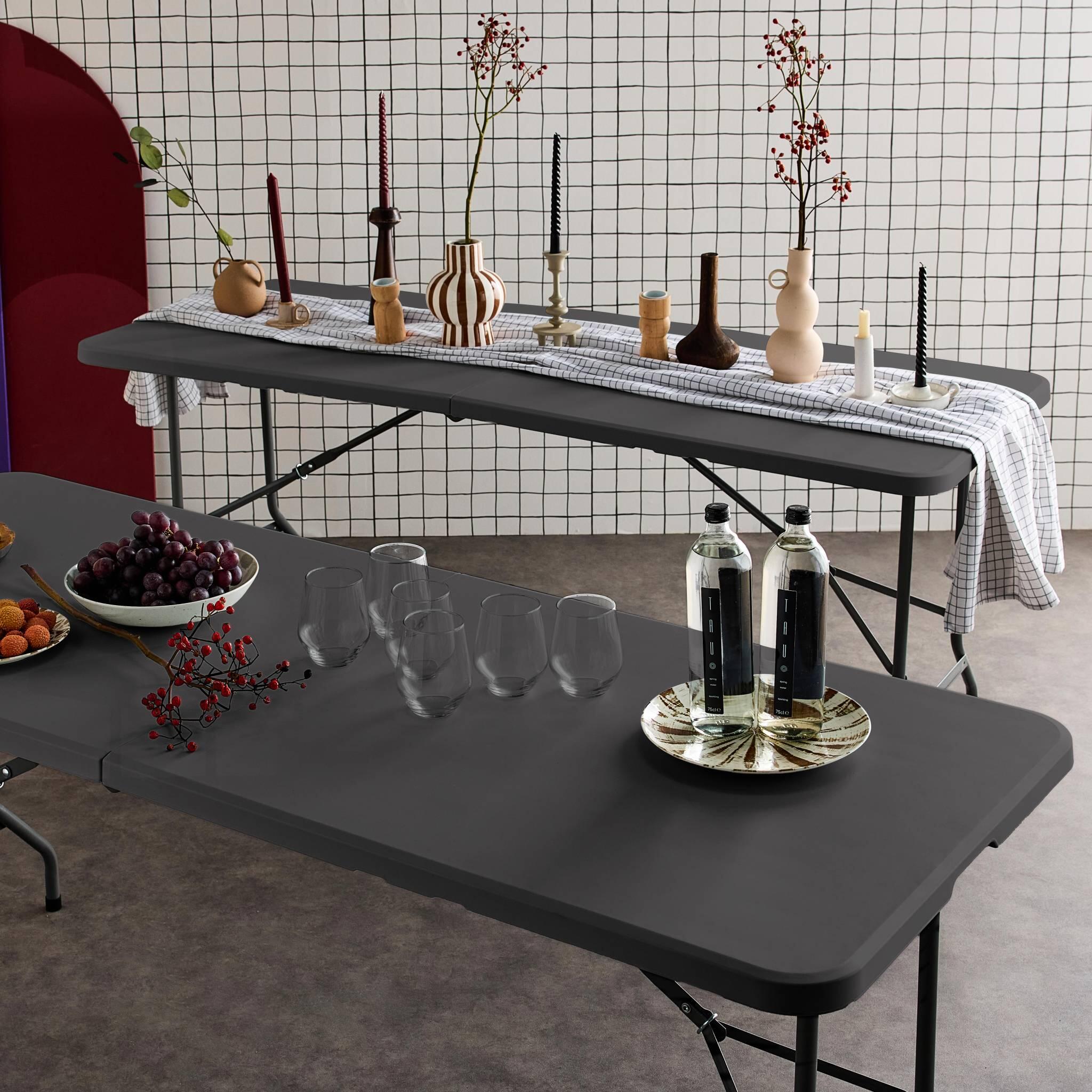 Mesas de recepção em plástico dobrável, set de 2, Cinza escuro 5/6