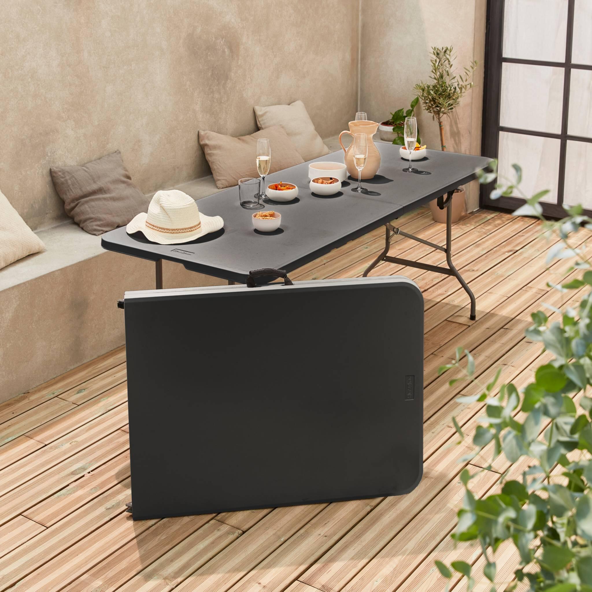 Mesas de recepção em plástico dobrável, set de 2, Cinza escuro 3/6