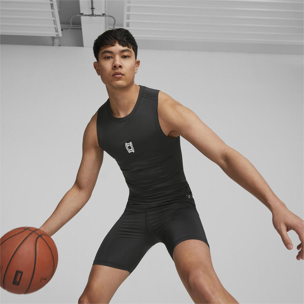 Męski top bez rękawów do koszykówki Hoops Team PUMA Black