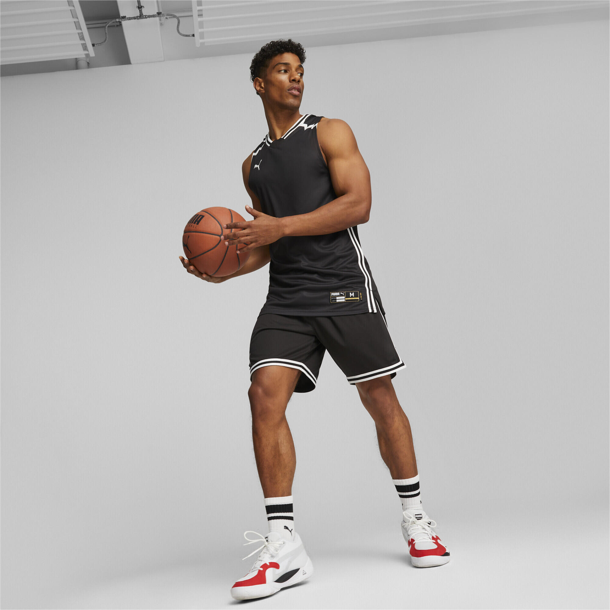 Hoops Team basketbalshirt voor heren PUMA Black 3/7