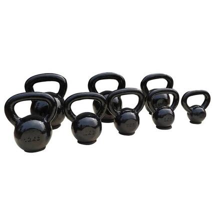 Kettlebell aus Gusseisen – mit Gummiunterlage – extra stabil – schwarz - 6kg
