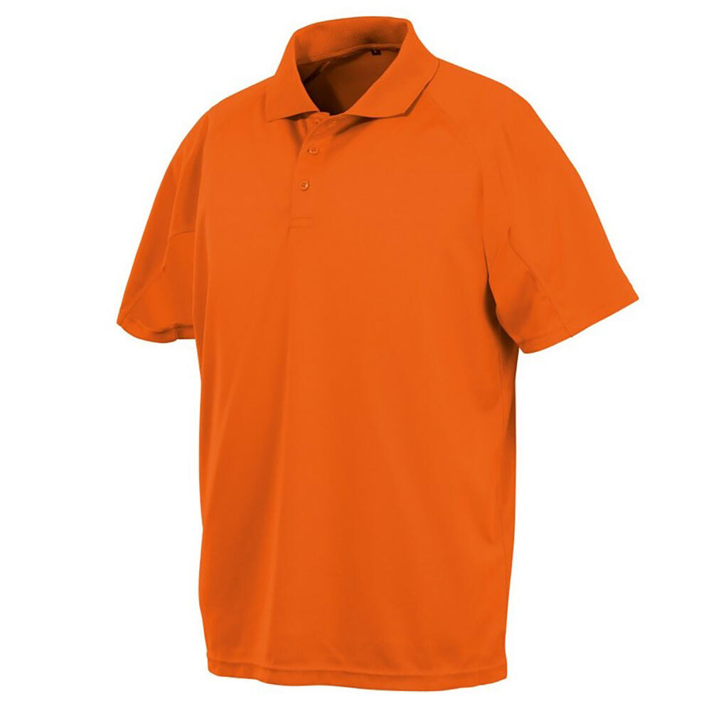 SPIRO Impact Mens Performance Aircool Polo TShirt (Floro Orange)