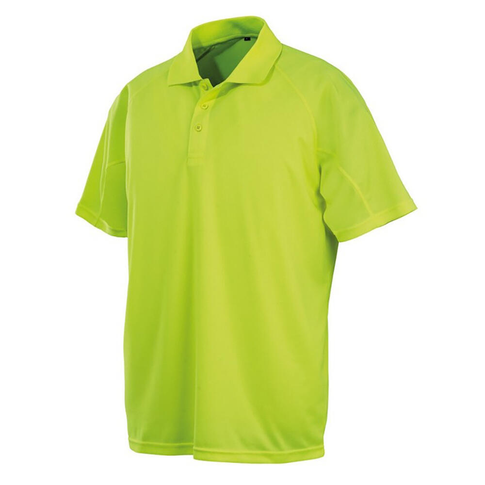 SPIRO Impact Mens Performance Aircool Polo TShirt (Flo Yellow)