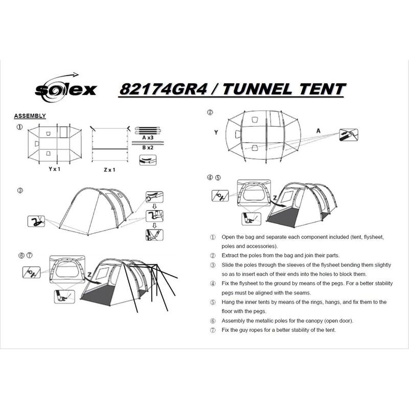 Cort pentru 4 persoane tip TUNNEL 82174GR4