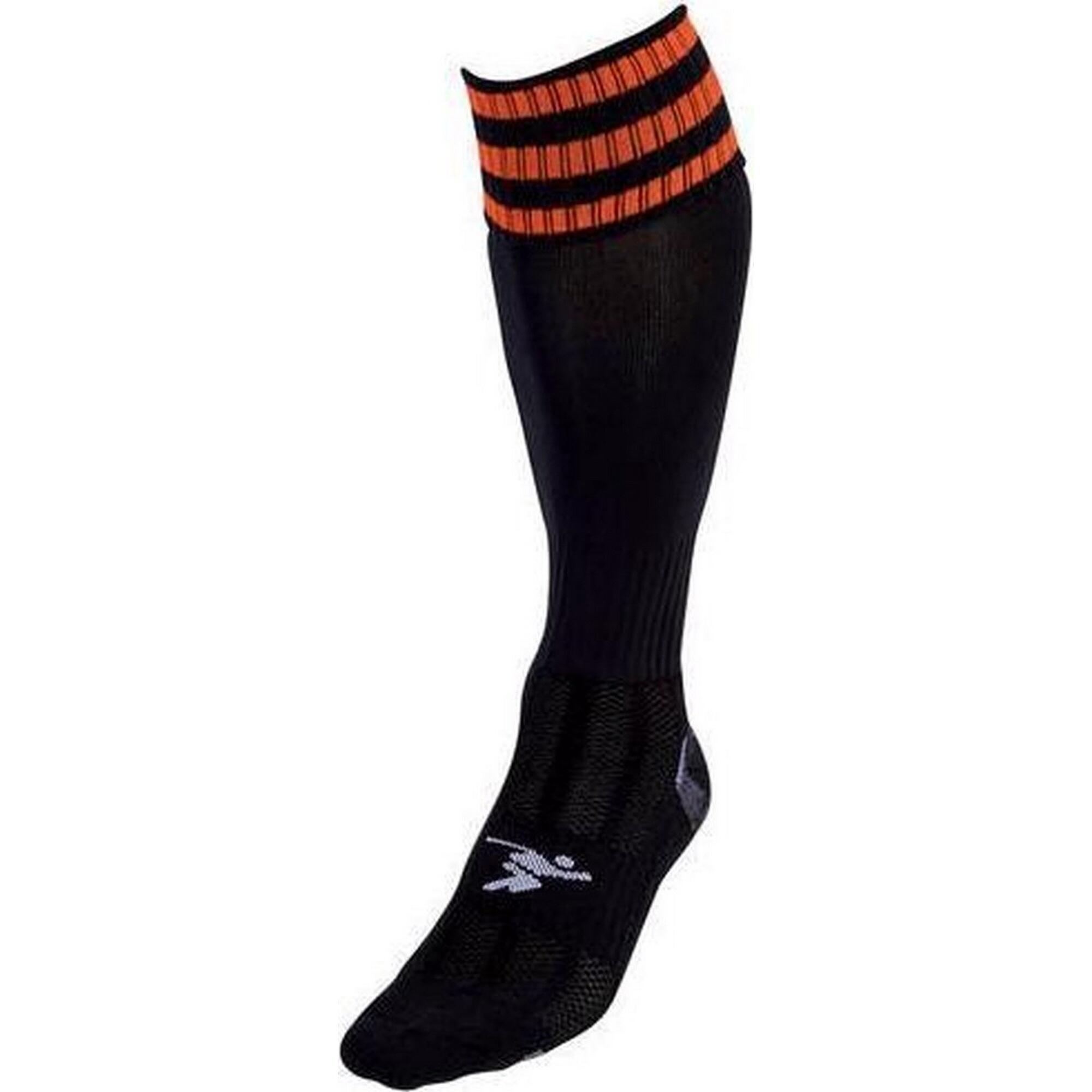 PRECISION Childrens/Kids Pro Football Socks (Black/Tangerine)