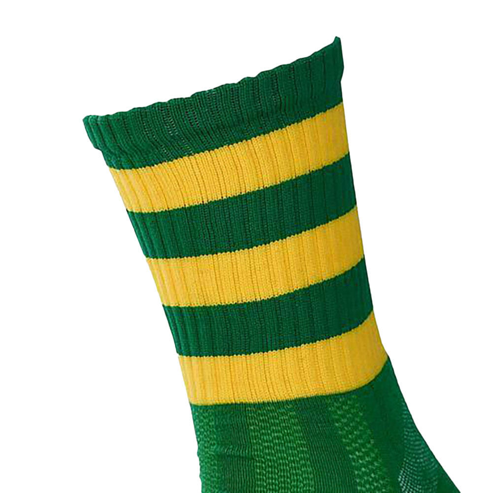 Unisex Pro Geringelte Fußballsocken Damen und Herren Grün/Goldgelb 2/2
