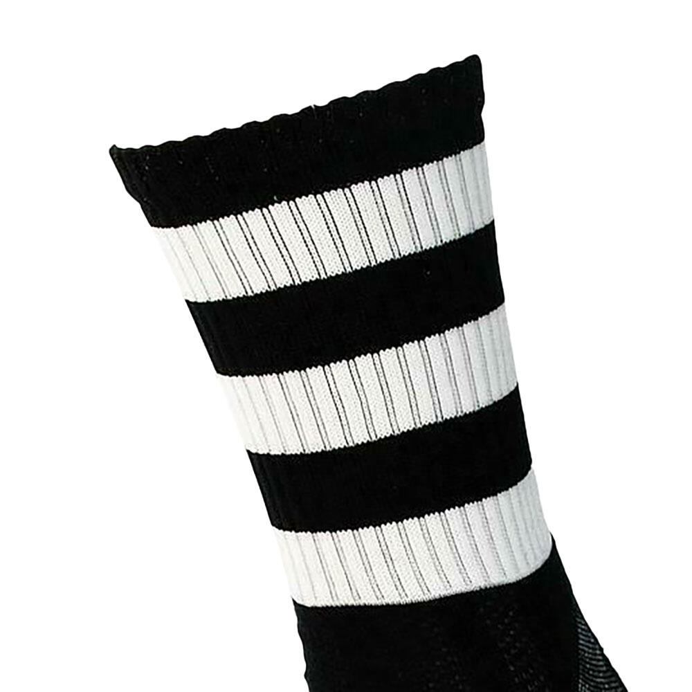 Unisex Pro Geringelte Fußballsocken Damen und Herren Schwarz/Weiß 3/4