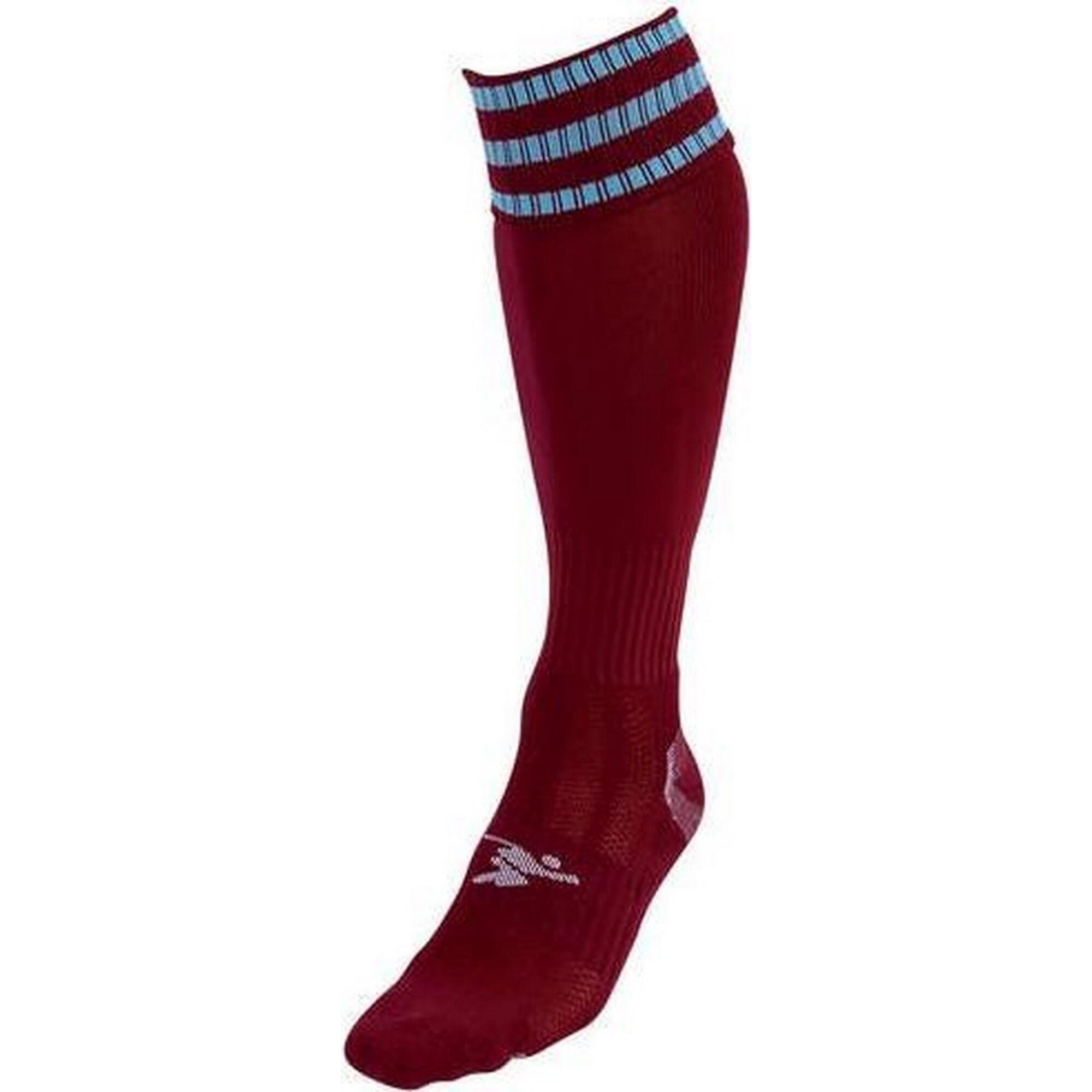 PRECISION Childrens/Kids Pro Football Socks (Maroon/Sky Blue)
