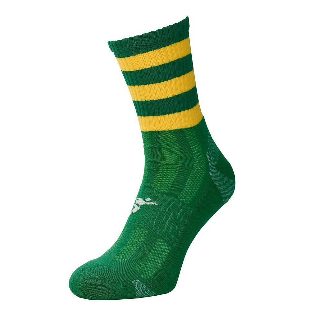 PRECISION Childrens/Kids Pro Hooped Socks (Green/Gold)