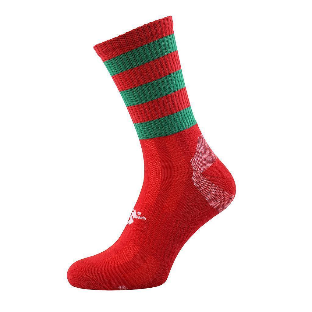 PRECISION Childrens/Kids Pro Hooped Socks (Red/Green)