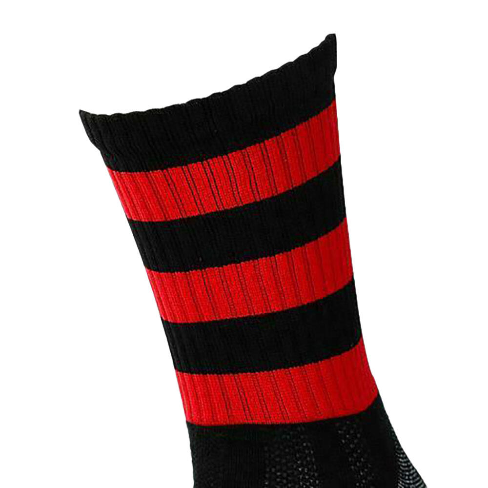 Unisex Pro Geringelte Fußballsocken Damen und Herren Schwarz/Rot 2/2