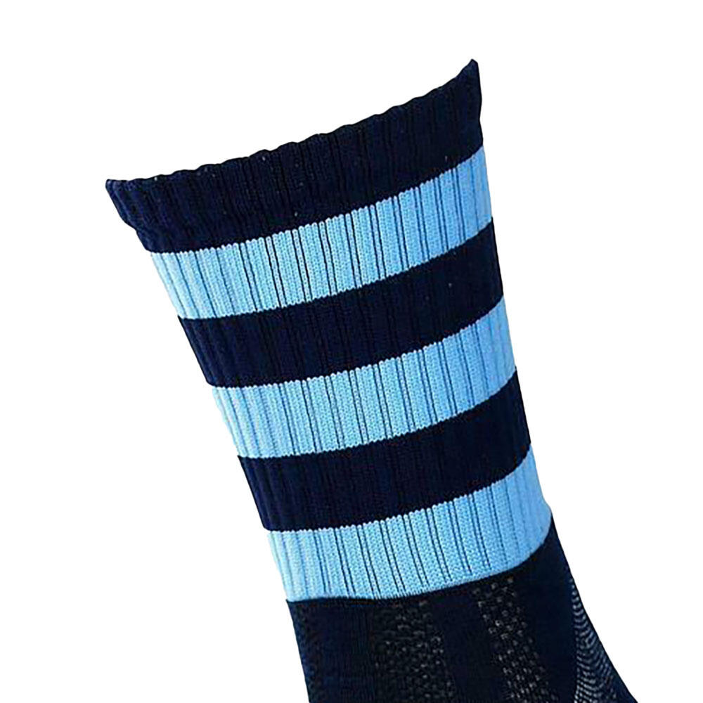 Unisex Pro Geringelte Fußballsocken Damen und Herren Marineblau/Himmelblau 2/2