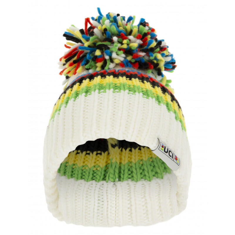 SANTINI Uci Wereldkampioen - Grote Bobble Hat Muts - Wit - Wielersport