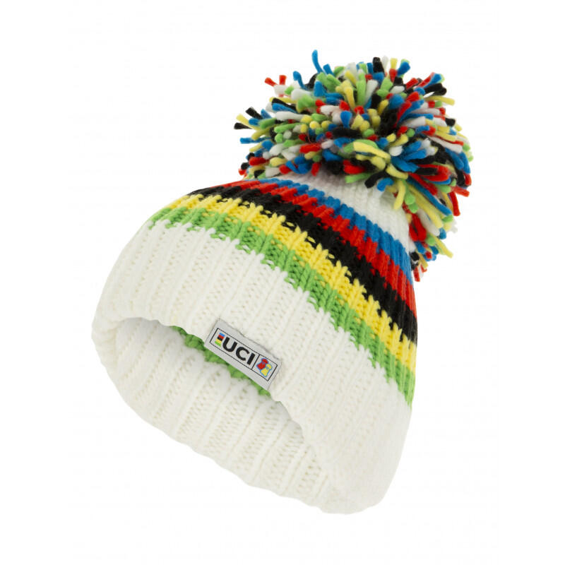 Uci Wereldkampioen - Grote Bobble Hat Muts - Wit - Wielersport 2/3