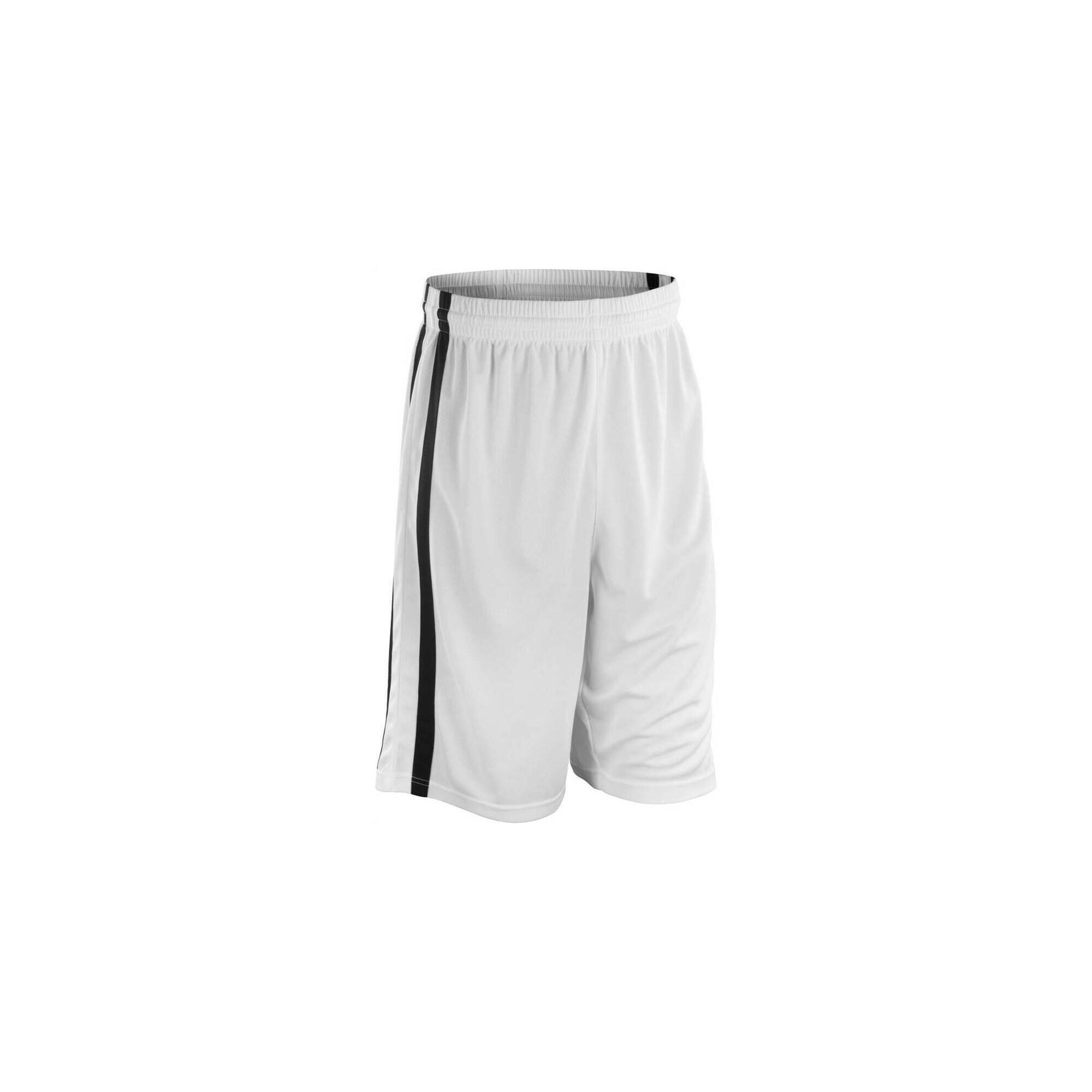 SPIRO Mens Quick Dry Basketball Shorts (White/Black)