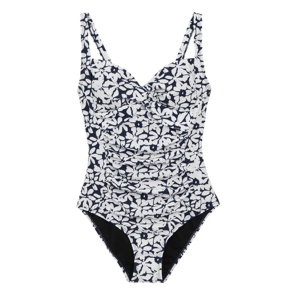 Womens/Ladies Sakari Seeksucker Tummy Control One Piece Swimsuit (Navy/White)