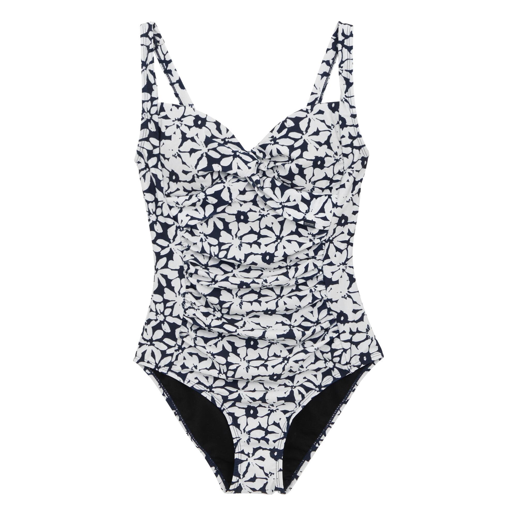 REGATTA Womens/Ladies Sakari Large Floral Tummy Control One Piece Swimsuit (Navy/White)