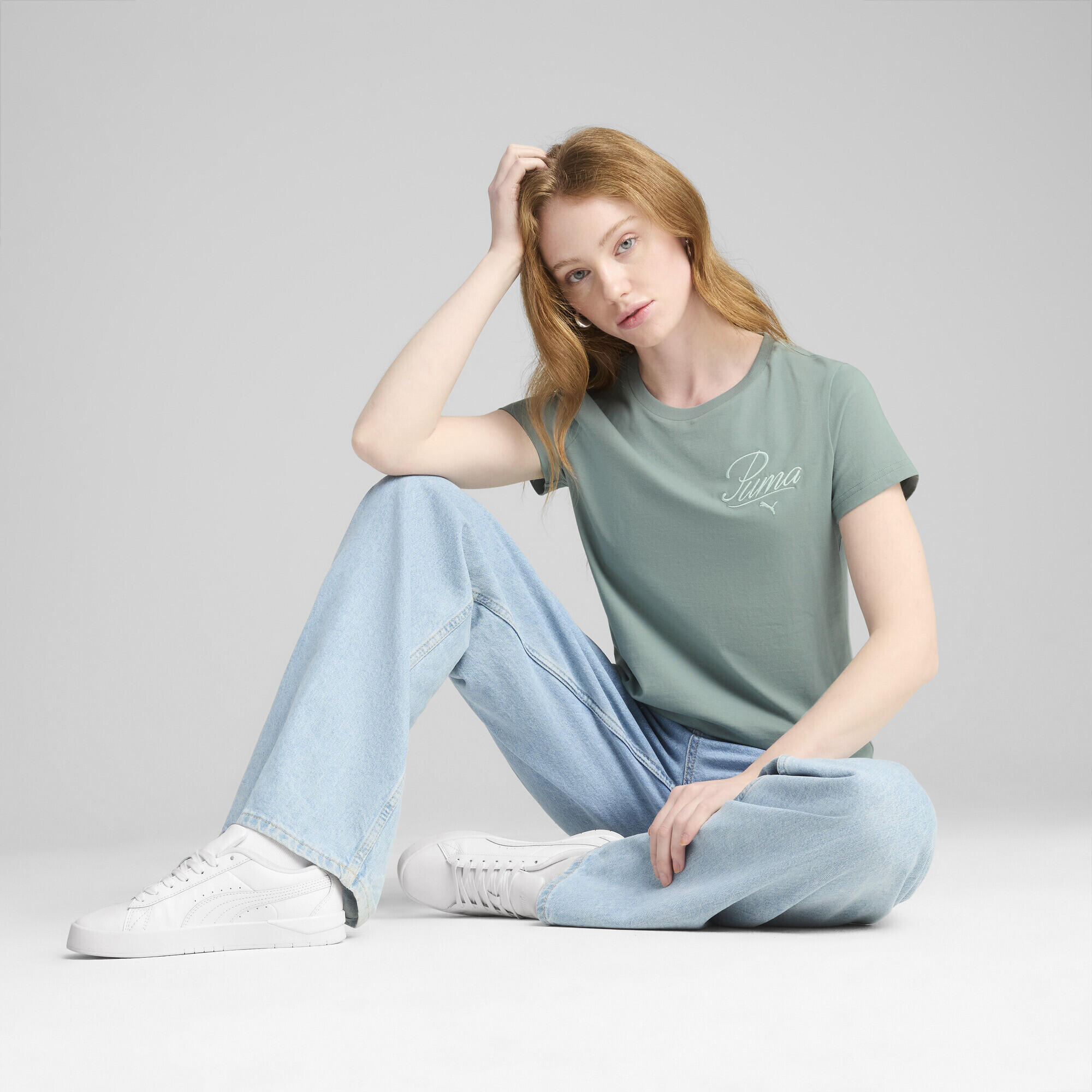 ESS SCRIPT T-Shirt Damen PUMA Green Moon 4/7