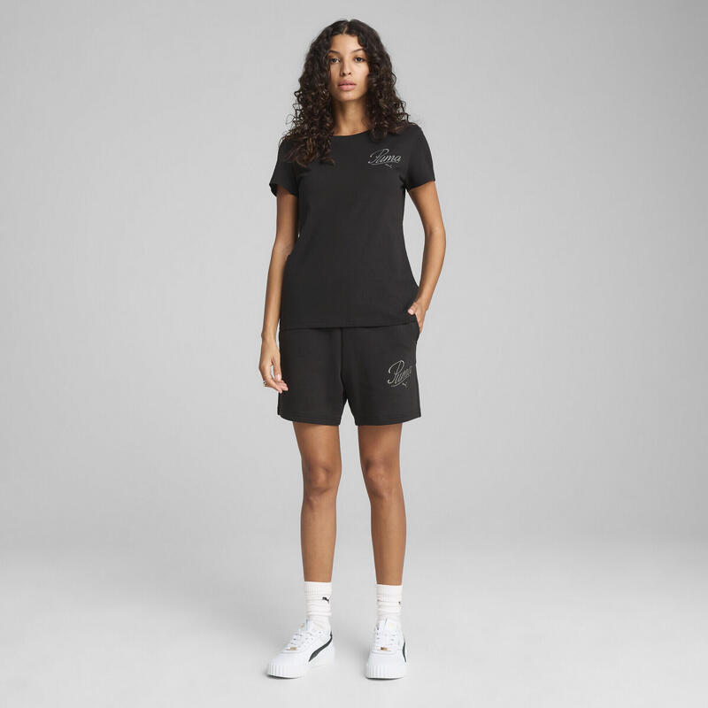 Tricou femei cu broderie Grafică Ess Script PUMA Black