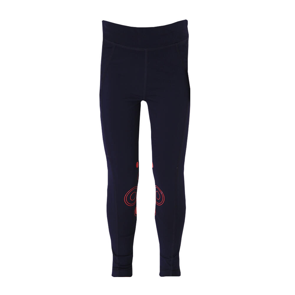 Childrens/Kids DynaMizs Ecliptic Horse Riding Tights (Red/Navy) 2/3