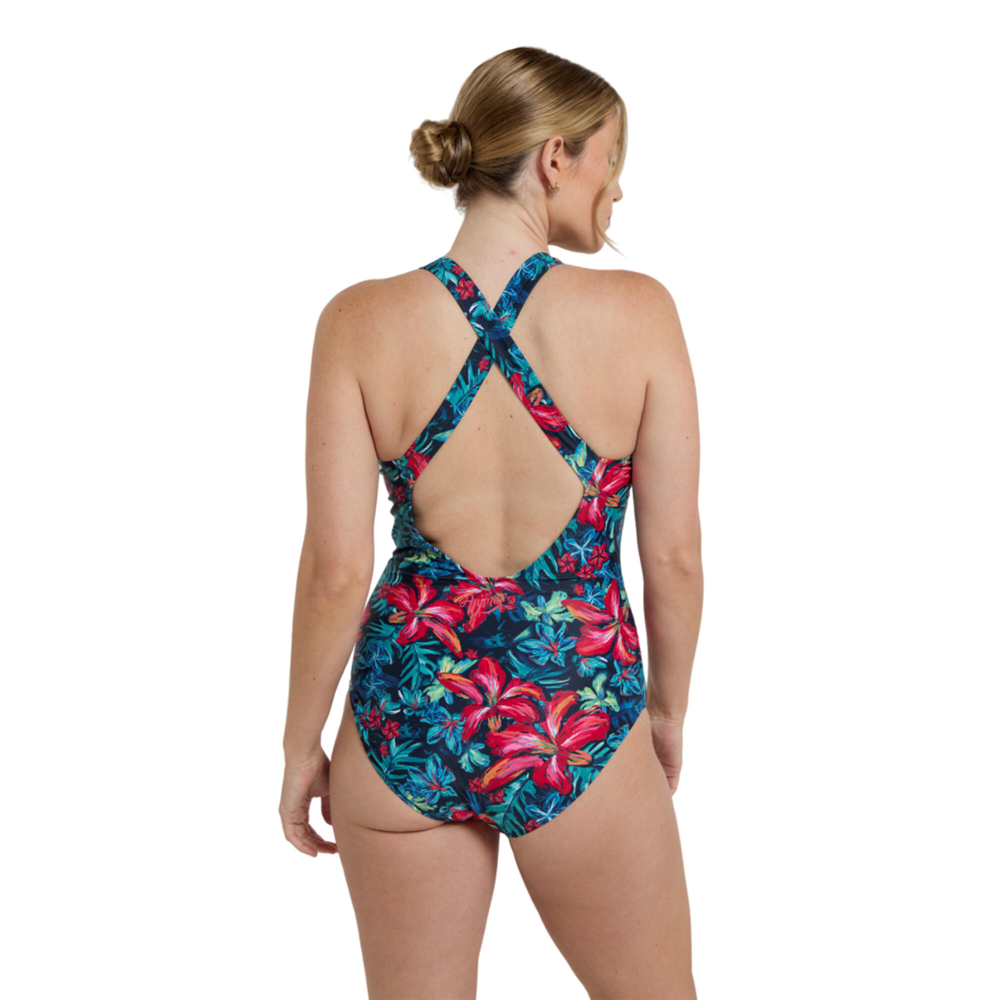 Costume Da Bagno Intero Floreale Incrociato Sulla Schiena Donna Animal Mia Rosso 4/4