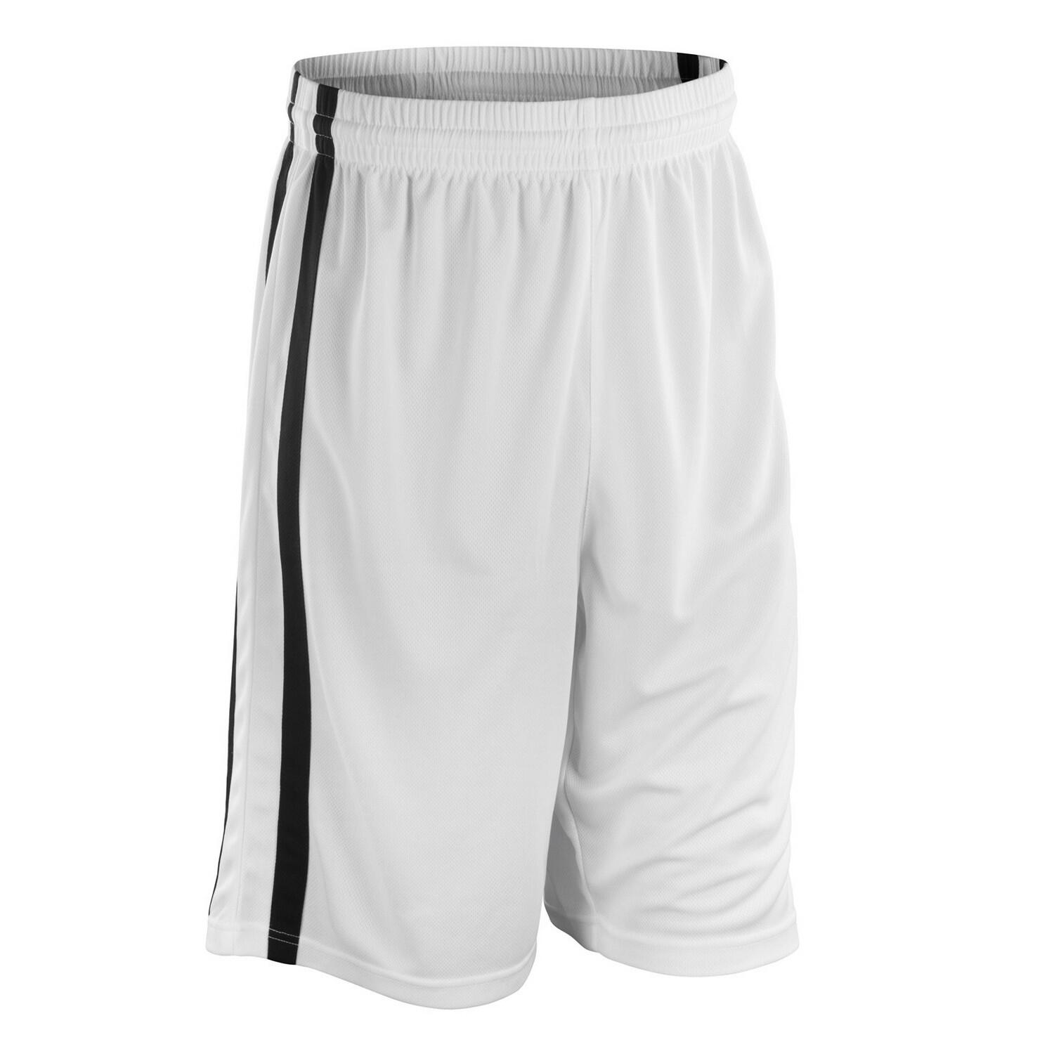 SPIRO Mens Basketball Shorts (White/Black)