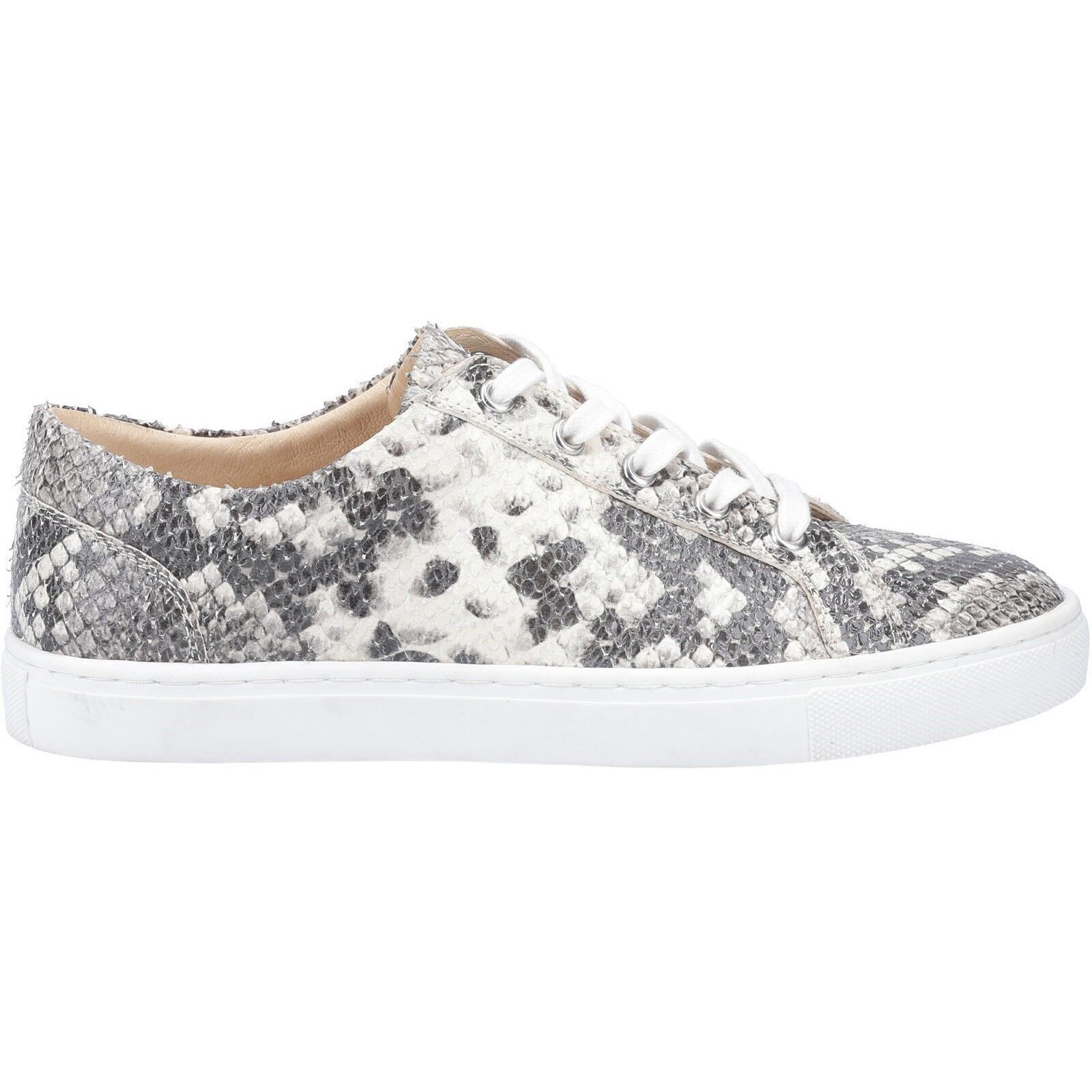 Womens/Ladies Tessa Python Print Leather Shoes (Grey/White) 3/6