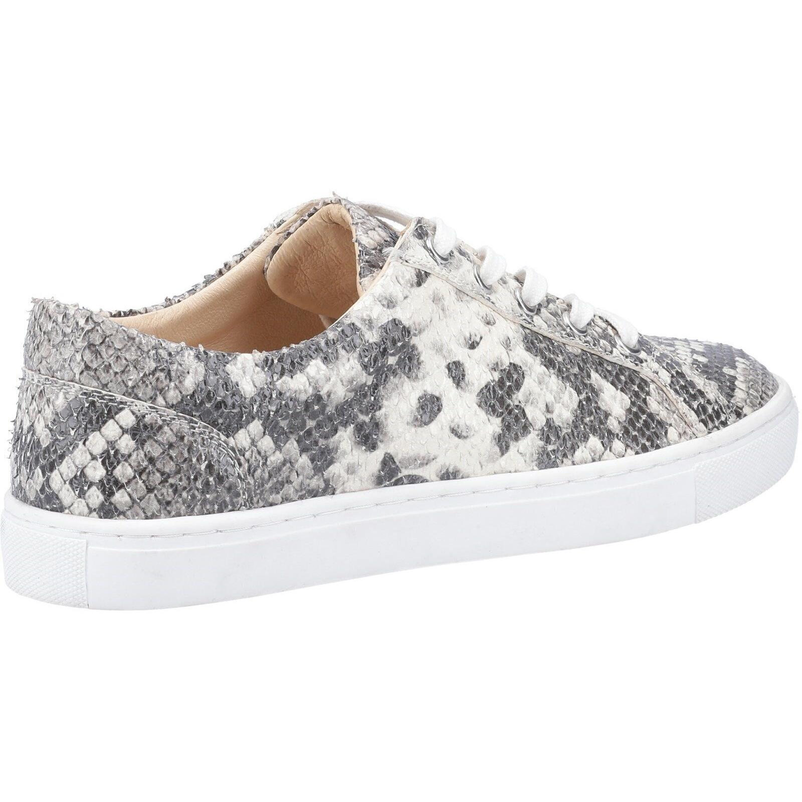 Womens/Ladies Tessa Python Print Leather Shoes (Grey/White) 2/6